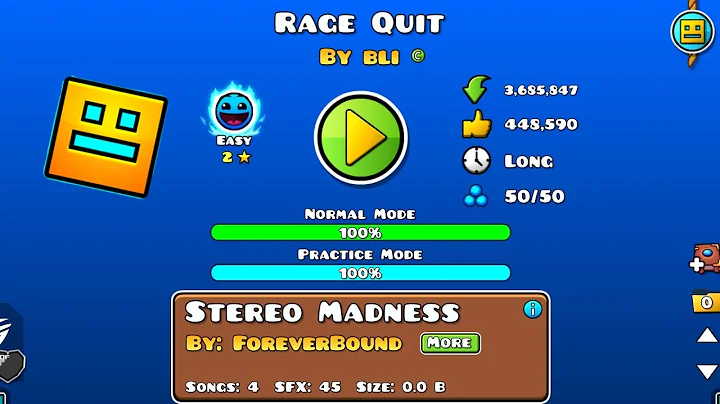 Playing geometry dash rage quit