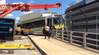 Mbta Bus Hangs Over Pike After Crash