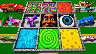 Pixar Cars Lightning Mcqueen Vs Giant Pit Traps Can Cars Survive Crazy Challenges? Beamng Drive