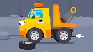 Gelber Abschleppwagen Verlorenes Rad Cars Stories Zeichentrickfilm für kinder