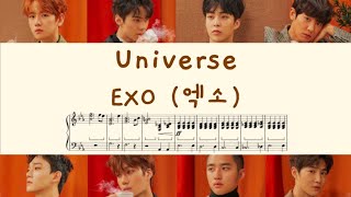 EXO (엑소) -  Universe (Lyrics + Piano Cover Sheet Music)