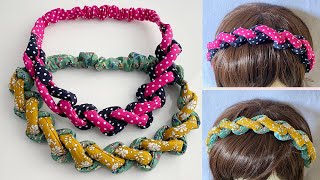 DIY Beautiful Wide Elastic Chunky Braided Headband | How to Make Unique Design Plait Fabric Hairband