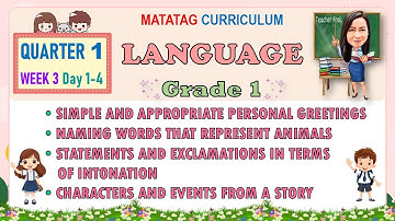 LANGUAGE  1 QUARTER 1 WEEK 3 DAY 1-4 | SIMPLE PERSONAL GREETINGS, NAMING WORDS AND EXCLAMATIONS
