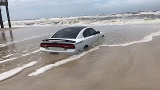 Sand Swallows Car As Tropical Storm Barry Approaches