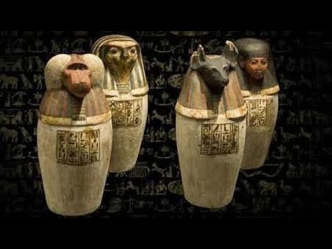 الاواني الكانوبيه ابناء حورس الاربعه لحفظ احشاء المتوفي
