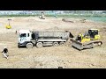 Heavy Dump Truck Loading Stuck And Pushing Recovery With SHANTUI HD17c2 Dozer / Dump Truck Stuck