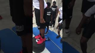 Dumb bell squats w box jump (super set)