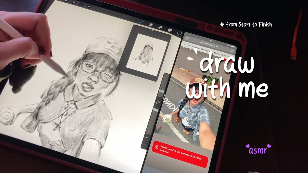 sketch with me Selfie Cutie | 1 Hour Full Process | ASMR - YouTube