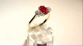 Celebrity Thomas Gear Jewellers -  18k Yellow Gold Diamond and Ruby 3 Stone Ring .51ct (01-09-047) Net Worth