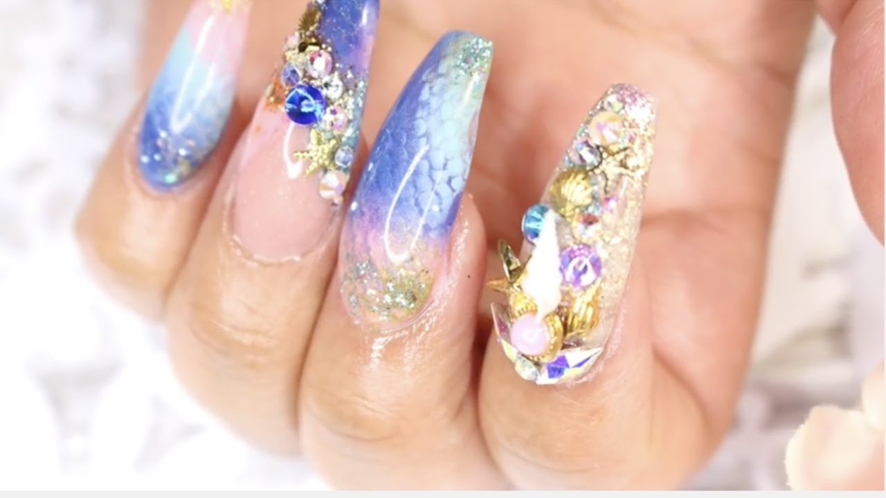 UÑAS EFECTO SIRENA/MERMAID NAILS/GEL ESPECIAL PARA PEGAR CRISTALES