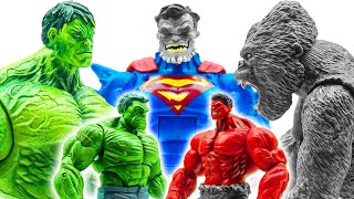 KING KONG vs HULK vs RED HULK vs EVIL SUPERMAN - Toys Play Time Action Figure