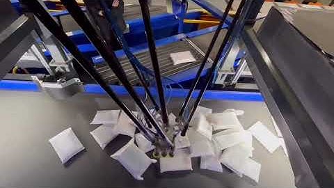 deep learning AI+3D vision+delta robot sorting application in logistics