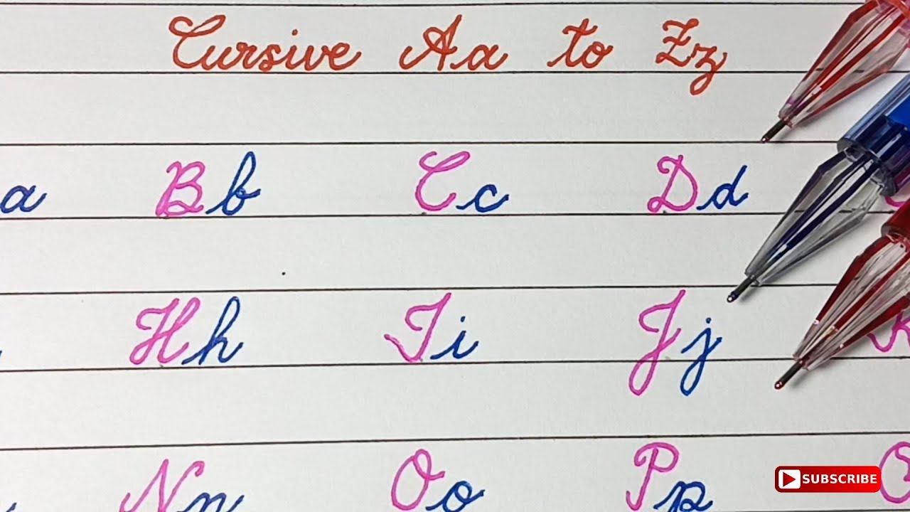 Cursive Writing a to z Alphabets | Capital & Small Letters Practice ...