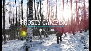 Frosty camping: tarp shelter, campfire, snow (Full HD) by Johnny in the bush  602 views 2 years ago 18 minutes