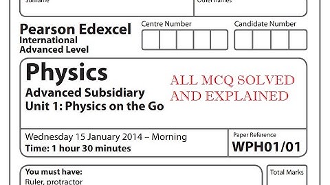 Edexcel Physics Unit 1 January 2014 IAL MCQ