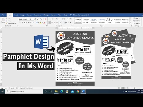 Design Pamphlet in Microsoft Office Word | Ms Word Per Pamphlet Design Kaise Banaye | Poster Design