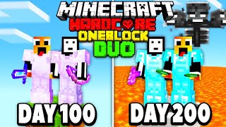 We Survived 200 Days On ONE BLOCK In Hardcore Minecraft  DUO 100 Days