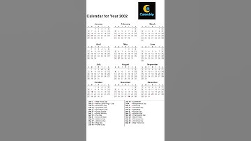 Calendar 2002 #monthsoftheyear #2002