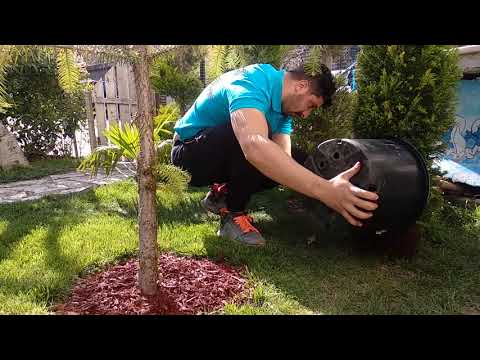 red - dyed mulch for your garden / მულჩი