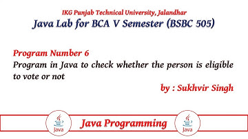 Java Lab Part 6 : Program in Java to check whether a person is eligible to vote or not