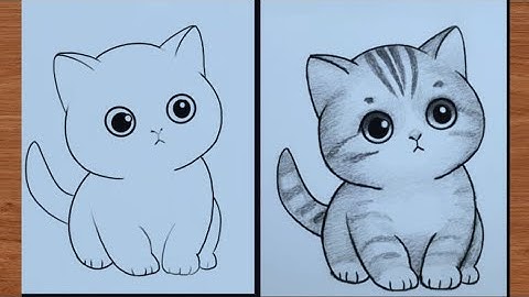 How to draw a cute cat picture step by step || Drawing adorable kitty || Easy drawing ideas 