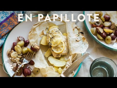 Chicken en Papillote with Roasted Grapes and Shallots - Honeysuckle