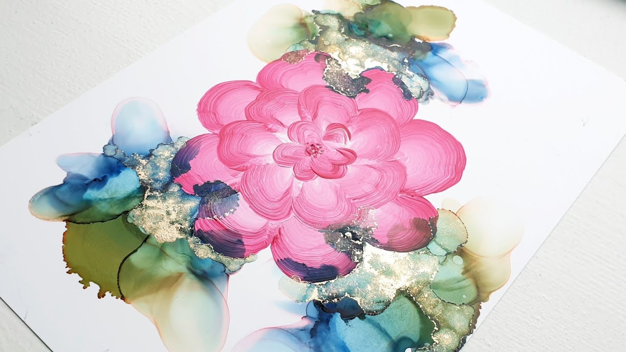 Alcohol Ink And One Stroke Painting On Yupo Paper Fluidart Tutorial ...