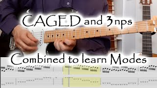 A Major Full Exercise combining CAGED system & 3nps - Covering each Mode - in depth guitar lesson