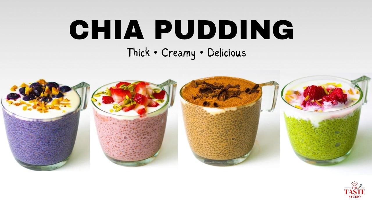 5 Minutes Healthy Chia Pudding | 4 Flavors of Easy Breakfast Dessert For Meal-prep 