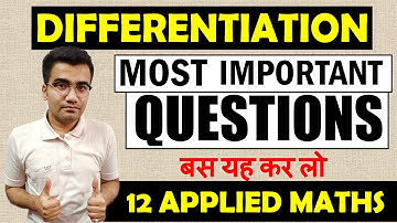 Ch 5 Differentiation Class 12 Applied Mathematics | Applied Maths Differentiation Important Question