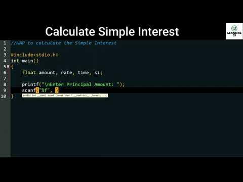 C Program to Calculate Simple Interest | C Programming - YouTube