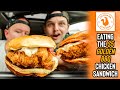 Eating popeyes new 5 golden bbq chicken sandwich  better than the original