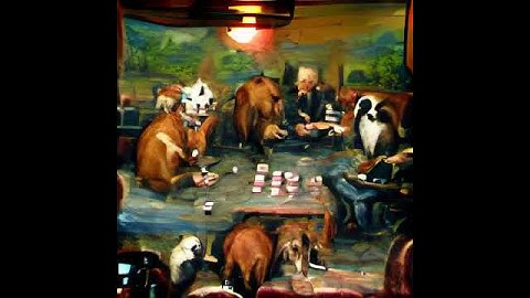 CLIP+VQGAN (Text-to-Image): Animals playing poker at a bar in the painting style of oil painting.