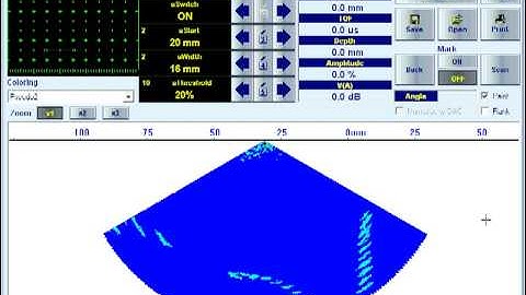 Phased Array Ultrasonic NDT - ISonic 2009 UPA Scope - Sector scan long wave 002