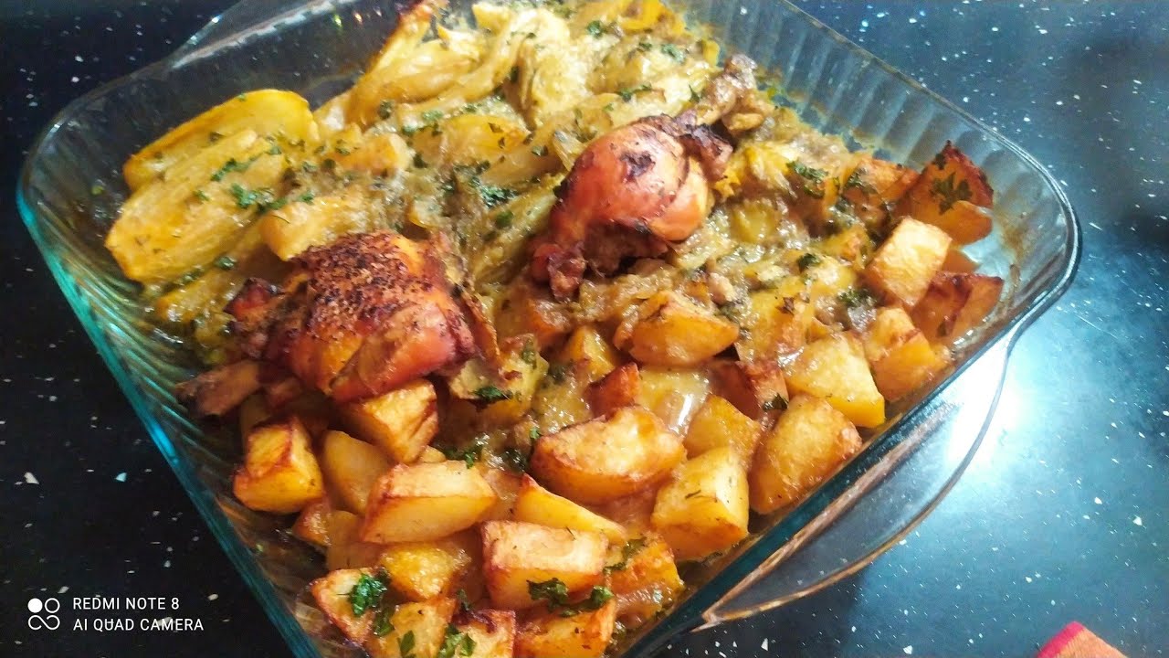 طاجين بسباس و البطاطا والدجاج مجمر في الفرن بنة رائعة جربوه على طريقة أمي ♥️ tajine de fenouil