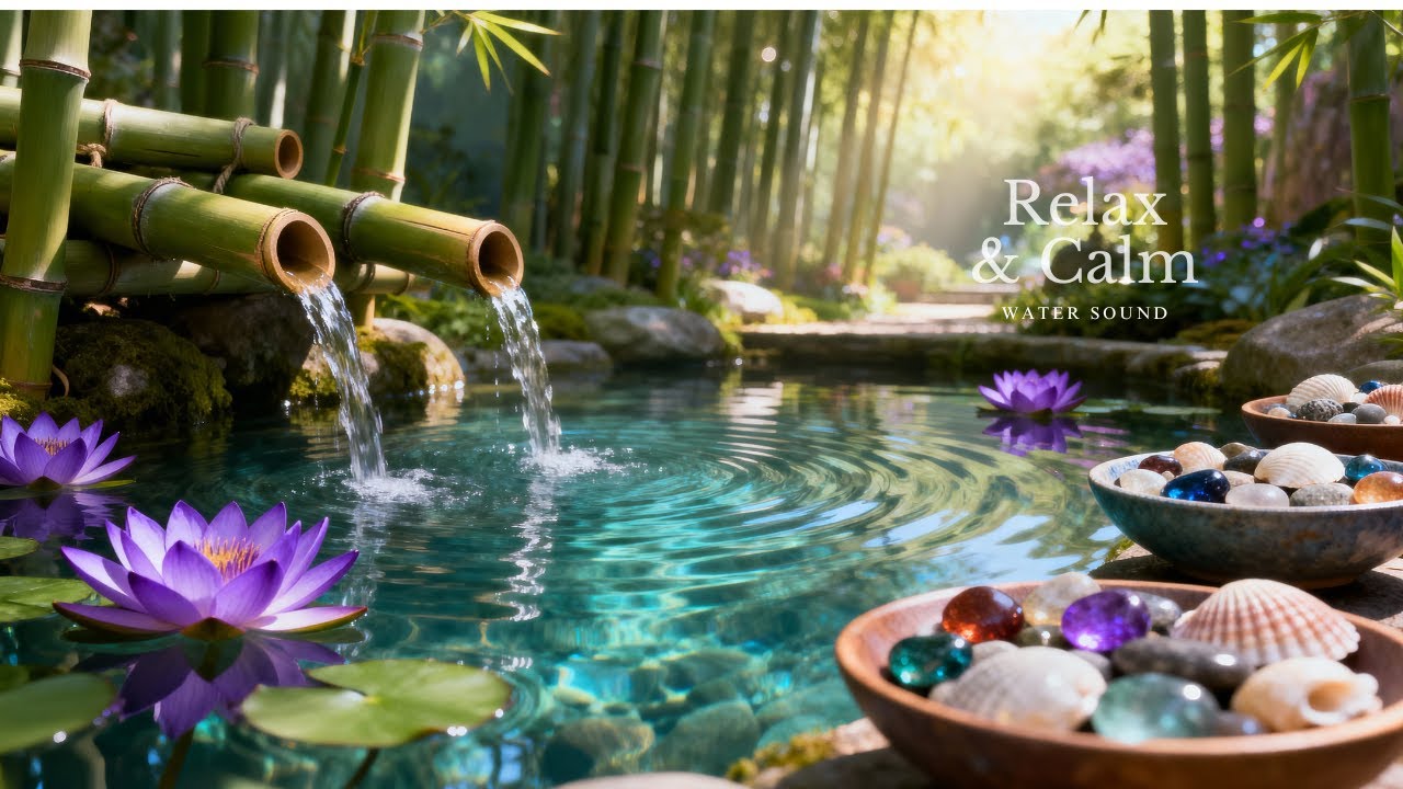 Peaceful Music to Relieve Stress and Anxiety 🌿 Healing Piano Music + Bamboo Water Sounds for Sleep