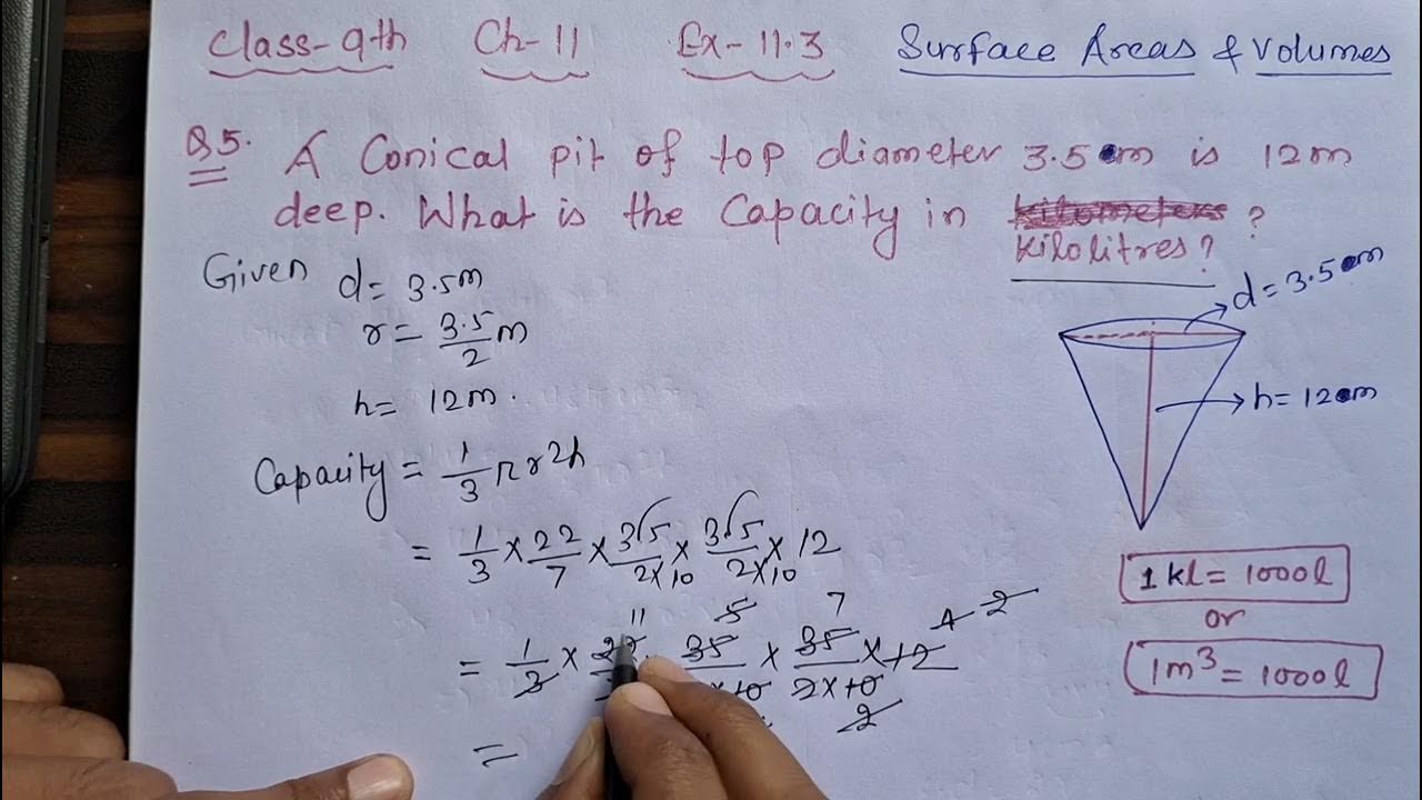 Q5 of ex 11 3 class 9th maths surface areas and volumes chapter 11
