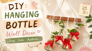 How to make Asthetic Glass bottle hanging planter #glassbottlecrafts #hangingplanters #bottlecraft 