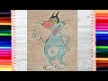 How to Draw Oggy Step by Step with Color Pencils (Simple) #oggydrawing #cartoondrawing