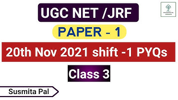 UGC NET paper 1 previous years question 20th Nov 2021 shift 1 / NTA UGC NET paper 1 Class in Bengali