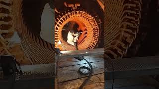Generator Stator cleaning with dry ice, solid Carbon Dioxide.