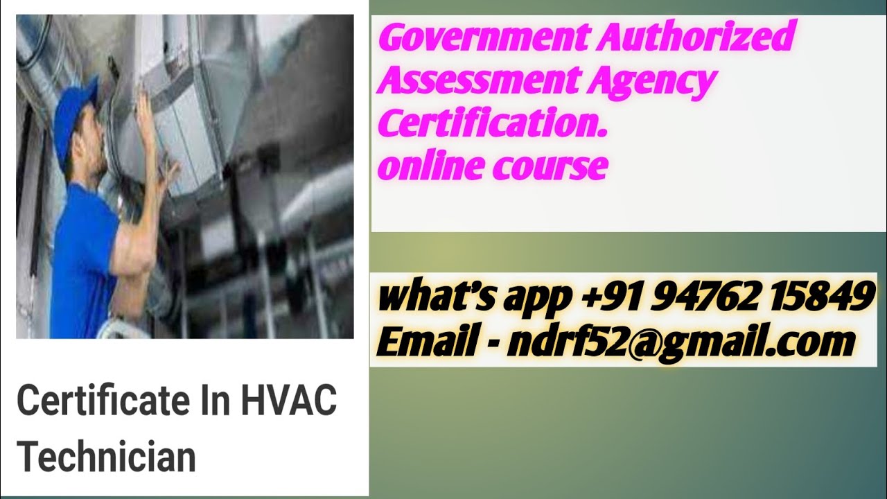 Certificate in HVAC Technician | Ac technician | HVAC Technician | online HVAC Technician course