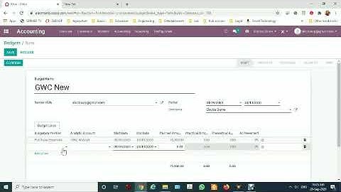 1m Video - Create a budget for project in Odoo