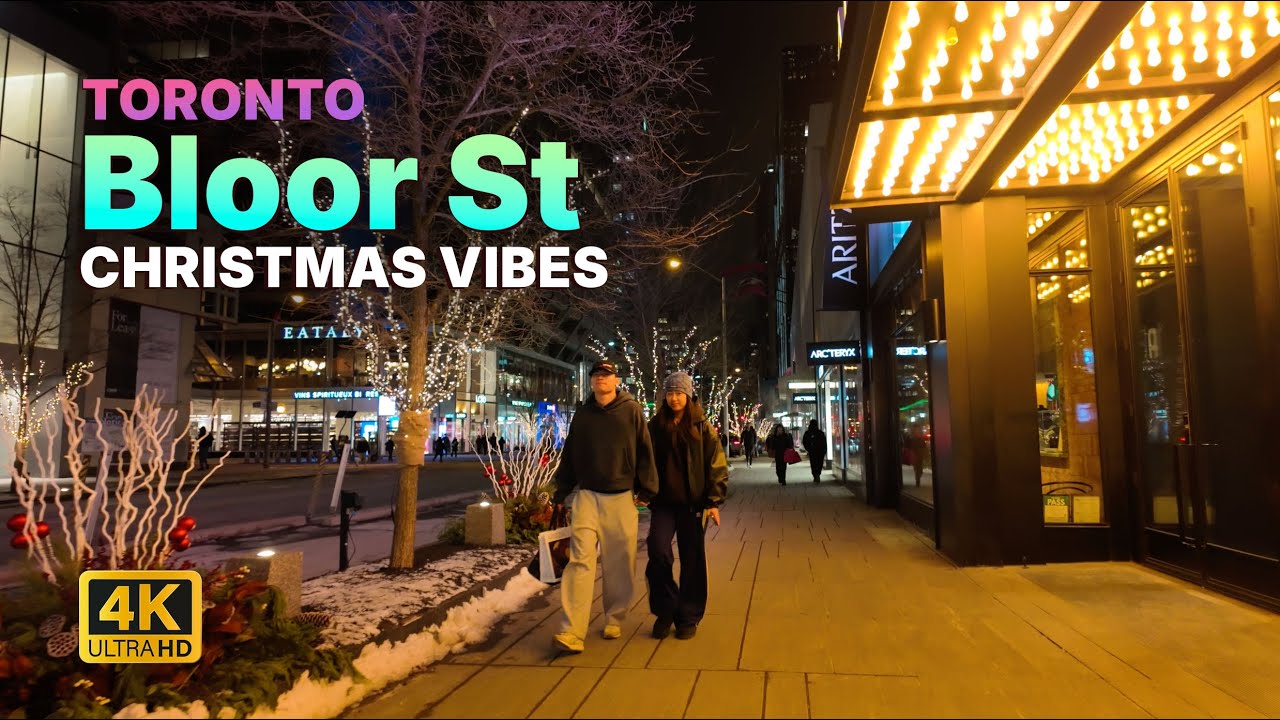 Bloor Street & Yorkville at Night | 4K Christmas Lights & Festive Vibes