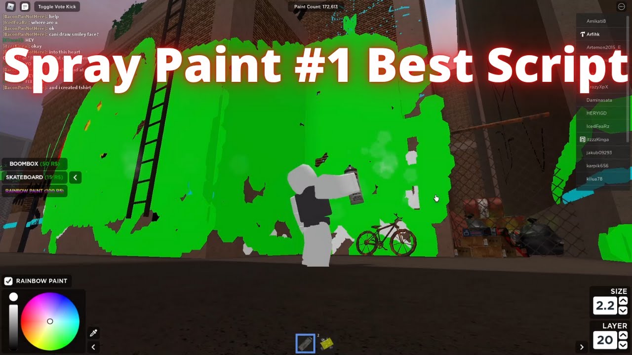 UPDATED!] New Best Spray Paint Script! Free Gamepasses, Free Rainbow Paint,  Anti Kick & much more! 