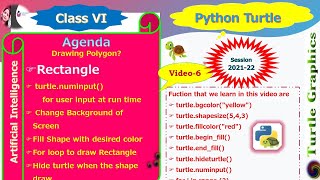 || PYTHON TURTLE || 6- Drawing Polygons [ Rectangle ] || Session 2021-22 ||