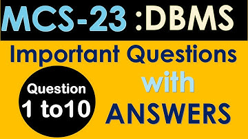 Mcs-23: Introduction to database management System | Important questions mcs-023 | mcs23 | mcs023