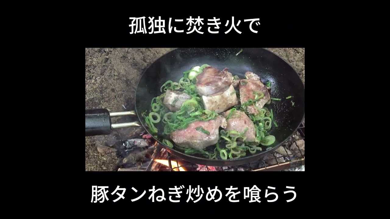 誰にも邪魔されない焚き火メシ ~豚タンねぎ炒めを喰らう~ #焚き火#campfire #campfirecooking #outdoorcooking #bushcraft #asmr