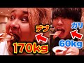 【大食い】ガリが170キロのデブと同じ食事をしたら何キロ太るのか！？