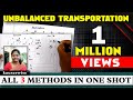 Unbalanced Transportation Problem|Northwest|Least cost|VAM|With Simple Procedure by kauserwise